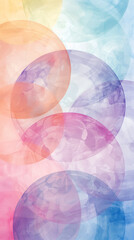 A colorful background featuring circles of different colors in a pastel rainbow gradient