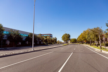 Urban empty road in summer