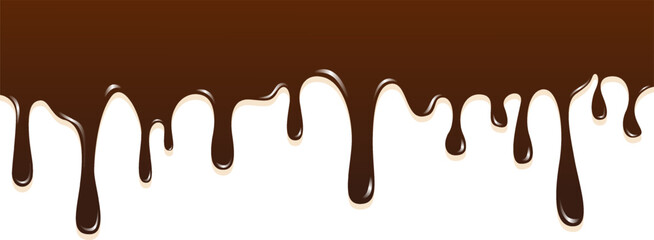 Realistic dripping brown chocolate illustration isolated in white background. World chocolate day celebration element.