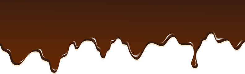 Realistic dripping brown chocolate illustration isolated in white background. World chocolate day celebration element.