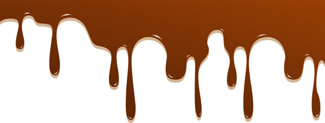Realistic dripping brown chocolate illustration isolated in white background. World chocolate day celebration element.
