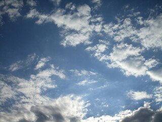 blue sky and white fluffy clouds