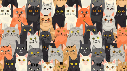 Background of cats, seamless background