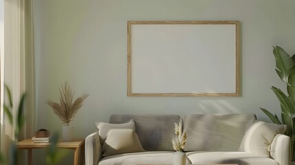 Empty Oak Wood Rectangle Frame Mockup: Placed and Ready for Your Design