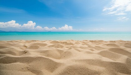 Obraz premium Empty sand beach in summer fresh blue sky background