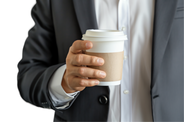 businessman holding a cup of coffee