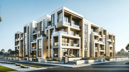 Fototapeta premium Luxurious Modern Apartment Complex with Innovative Architecture