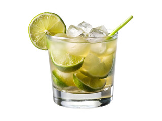 Fototapeta premium A glass of ice water with lime and mint leaves