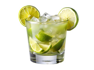 Fototapeta premium A glass of ice water with lime and mint leaves