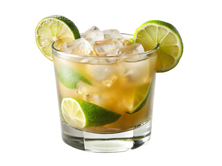 Fototapeta premium A glass of ice water with lime and mint leaves