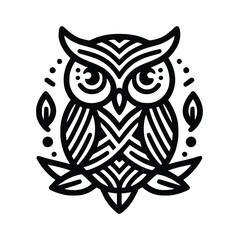 owl lineart logo vector illustration