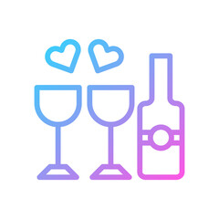 Wine love Icon gradient blue purple valentine illustration