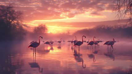 flamingo with nature