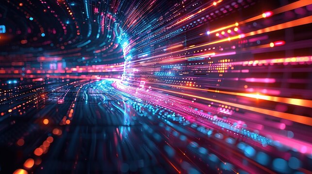 A futuristic depiction of information technology services, with dynamic colors and futuristic elements symbolizing the innovative solutions and cutting-edge technologies offered by IT service provider