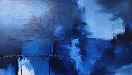 Indigo painting, abstract expressionism, oil on canvas. Contemporary painting. Modern poster for wall decoration