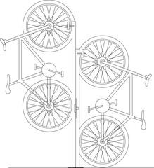 vector illustration sketch design image of a bicycle parking area for a city park