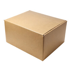 Empty cardboard box isolated on transparent background packaging box mock