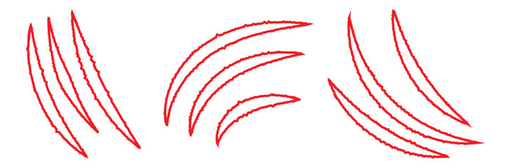 Animal Claw scratches mark set. Cat tiger scratches paw shape. isolated on White background. Icon, flat. Vector isolated on white background. Scratches of cat, tiger, lion, dog, jaguar, bear. 11:11