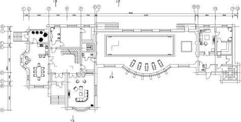 vector illustration sketch design of villa floor plan with swimming pool