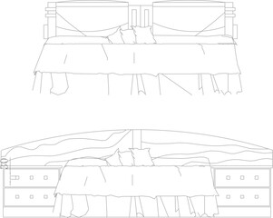 vector illustration sketch design of vintage old classic bedroom