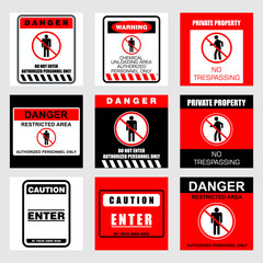 no enter signs and label vector