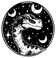 PNG Surreal aesthetic dinosaur logo reptile symbol animal.