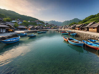 Traditional fishing village.  concept about tourism