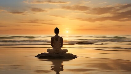 Yoga on the beach Beachside Meditation Embracing Serene Seashore Tranquility 