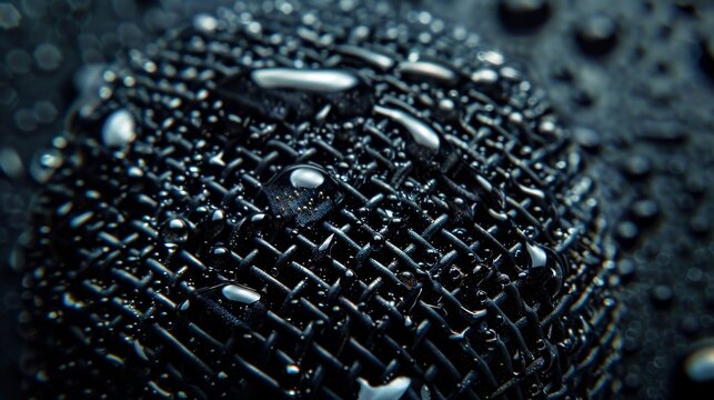 Close-up of an old microphone during cleaning, water drops glistening on the surface, emphasizing hygiene in a studio setting