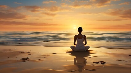 Yoga on the beach Beachside Meditation Embracing Serene Seashore Tranquility 
