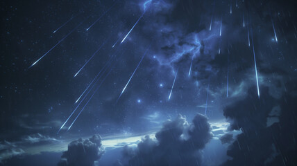sky with meteor shower