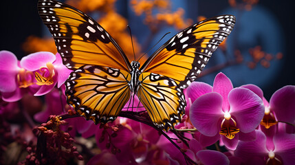 Fototapeta premium Beautiful image in nature of butterfly on flower.