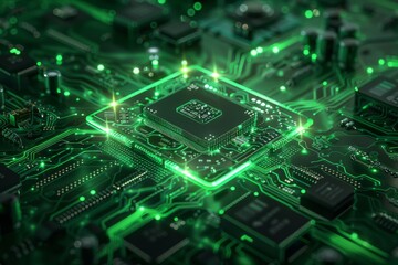 CPU processor microchip circuit board illustration created with generative ai