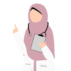 Hijabi muslim doctor cartoon illustration