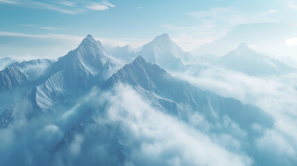 Fototapeta premium icy mountains shrouded in mist