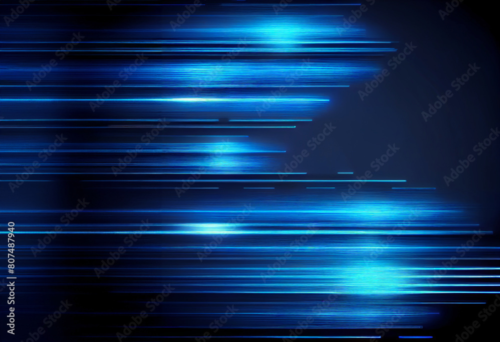 Poster abstract blue glowing speed lines techno sci-fi background, futuristic technology lights lines