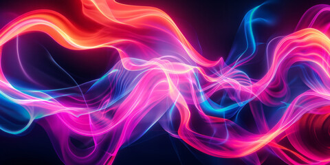 colorful, purple, blue glowing smokewaves, luminous abstract background