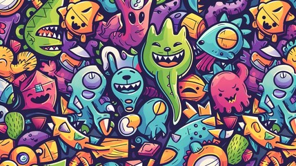 Fototapeta premium Cartoon pattern wallpaper