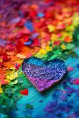 lgbt heart with rainbow colors, pride day or month concept background