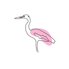 Heron continuous one line drawing minimalism style vector.