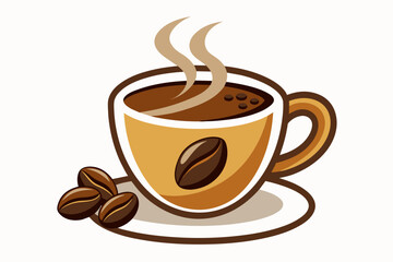 cup of coffee Vector illustration on white background, silhouette, bird, icon, svg, characters, Holiday t shirt, Hand drawn trendy Vector illustration, raven on a branch