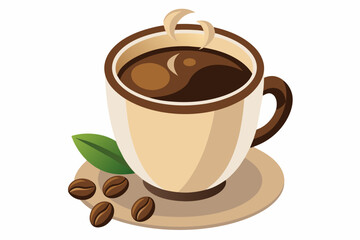 cup of coffee Vector illustration on white background, silhouette, bird, icon, svg, characters, Holiday t shirt, Hand drawn trendy Vector illustration, raven on a branch