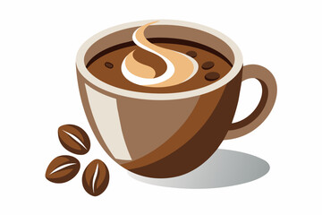 cup of coffee Vector illustration on white background, silhouette, bird, icon, svg, characters, Holiday t shirt, Hand drawn trendy Vector illustration, raven on a branch