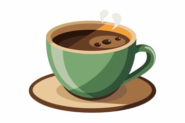 cup of coffee Vector illustration on white background, silhouette, bird, icon, svg, characters, Holiday t shirt, Hand drawn trendy Vector illustration, raven on a branch