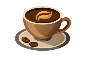 cup of coffee Vector illustration on white background, silhouette, bird, icon, svg, characters, Holiday t shirt, Hand drawn trendy Vector illustration, raven on a branch