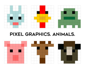 Pixel graphics. Pixels. Animals. Games. Craft. Main. Squares. Stylization.