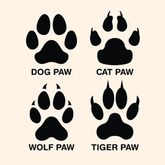 Various Paw Print Icon vector Illustration