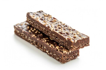 Chocolate tahini bars, isolated on white
