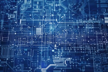 The image is a blue circuit board with many small electronic components on it. The board is likely to be used in a computer or other electronic device.