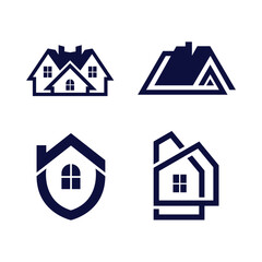 Dark Blue House Logo Vector Illustration